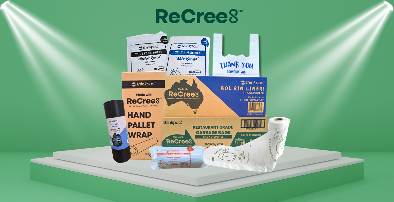 ReCree8 resin sustainable plastic packaging by thinkpac