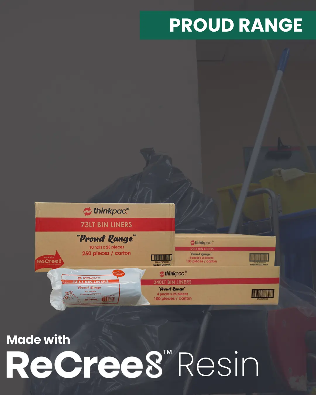 Proud Range heavy duty bin liners by thinkpac