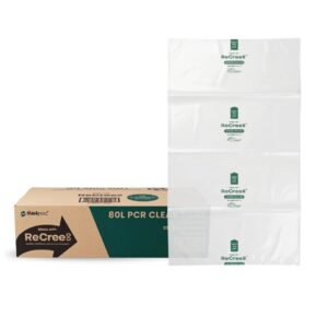 ReCree8® PCR LDPE Clear Bin Liner — 80L