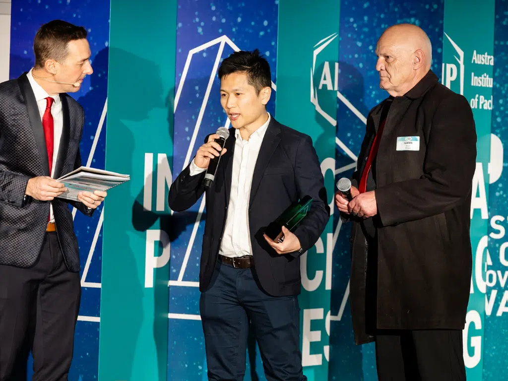 Calvin Ng, Founder and Managing Director of thinkpac, following the ReCree8® PCR pallet wrap 2026 PIDA Gold Award.