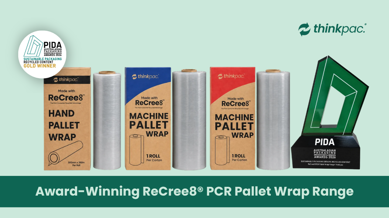 thinkpac ReCree8 PCR Pallet Wrap with a 2026 PIDA Gold Award for recycled content